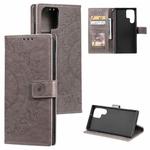 For Samsung Galaxy S25 Ultra 5G Totem Flower Embossed Leather Phone Case(Grey)