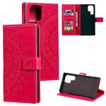 For Samsung Galaxy S25 Ultra 5G Totem Flower Embossed Leather Phone Case(Red)