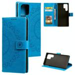 For Samsung Galaxy S25 Ultra 5G Totem Flower Embossed Leather Phone Case(Blue)