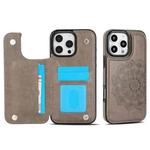 For iPhone 16 Pro Double Buckle Mandala Leather Wallet Back Cover Phone Case(Grey)