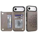 For iPhone Air Double Buckle Mandala Leather Wallet Back Cover Phone Case(Grey)