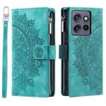 For Motorola Edge 50 Neo Multi-Card Totem Zipper Leather Phone Case(Green)