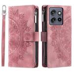 For Motorola Edge 50 Neo Multi-Card Totem Zipper Leather Phone Case(Pink)