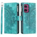 For Motorola Moto G55 Multi-Card Totem Zipper Leather Phone Case(Green)