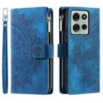 For Motorola Moto G75 5G Multi-Card Totem Zipper Leather Phone Case(Blue)