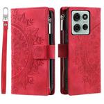 For Motorola Moto G75 5G Multi-Card Totem Zipper Leather Phone Case(Red)