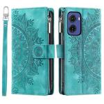 For Motorola Moto G05 Multi-Card Totem Zipper Leather Phone Case(Green)