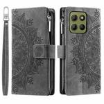 For Motorola Moto G15 Multi-Card Totem Zipper Leather Phone Case(Grey)