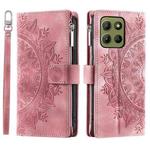 For Motorola Moto G15 Multi-Card Totem Zipper Leather Phone Case(Pink)