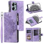 For Motorola Edge 60 Fusion Multi-Card Totem Zipper Leather Phone Case(Purple)