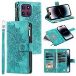 For Motorola Edge 60 Pro Multi-Card Totem Zipper Leather Phone Case(Green)