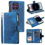 For Motorola Edge 60 Pro Multi-Card Totem Zipper Leather Phone Case(Blue)