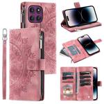 For Motorola Edge 60 Pro Multi-Card Totem Zipper Leather Phone Case(Pink)