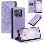 For Motorola Edge 50 Neo Totem Embossed Magnetic Leather Phone Case(Purple)