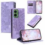 For Motorola Moto G35 Totem Embossed Magnetic Leather Phone Case(Purple)