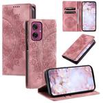 For Motorola Moto G55 Totem Embossed Magnetic Leather Phone Case(Rose Gold)