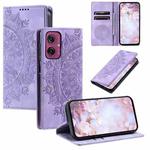 For Motorola Moto G55 Totem Embossed Magnetic Leather Phone Case(Purple)