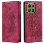 For Motorola Moto G15 Totem Embossed Magnetic Leather Phone Case(Red)