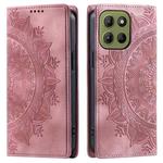 For Motorola Moto G15 Totem Embossed Magnetic Leather Phone Case(Rose Gold)