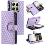 For Xiaomi 14T Pro Glitter Lattice Zipper Wallet Leather Phone Case(Purple)