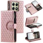 For Xiaomi 14T Pro Glitter Lattice Zipper Wallet Leather Phone Case(Rose Gold)