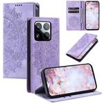 For Xiaomi 15 Pro Totem Embossed Magnetic Leather Phone Case(Purple)