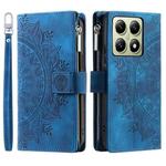 For Xiaomi 14T Multi-Card Totem Zipper Leather Phone Case(Blue)