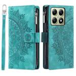 For Xiaomi 14T Pro Multi-Card Totem Zipper Leather Phone Case(Green)