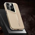 For iPhone 13 J-20 Leather Skyline Design Full Coverage Phone Case(Gold)