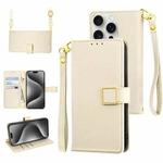 For iPhone 15 Pro Crossbody Litchi Texture Square Buckle Leather Phone Case(White)