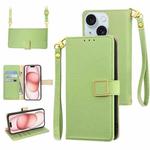 For iPhone 15 Plus Crossbody Litchi Texture Square Buckle Leather Phone Case(Green)