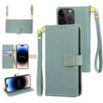 For iPhone 14 Pro Crossbody Litchi Texture Square Buckle Leather Phone Case(Blue)