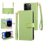 For iPhone 14 Pro Max Crossbody Litchi Texture Square Buckle Leather Phone Case(Green)