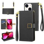 For iPhone 13 Crossbody Litchi Texture Square Buckle Leather Phone Case(Black)