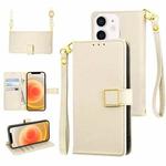 For iPhone 12 / 12 Pro Crossbody Litchi Texture Square Buckle Leather Phone Case(White)