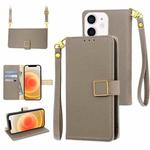 For iPhone 12 mini Crossbody Litchi Texture Square Buckle Leather Phone Case(Brown)