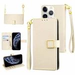 For iPhone 11 Pro Max Crossbody Litchi Texture Square Buckle Leather Phone Case(White)