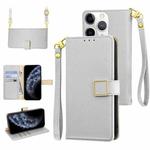 For iPhone 11 Pro Max Crossbody Litchi Texture Square Buckle Leather Phone Case(Silver)