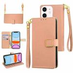 For iPhone 11 Crossbody Litchi Texture Square Buckle Leather Phone Case(Rose Gold)