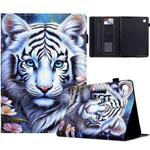 For Samsung Galaxy Tab A8 10.5 2021 Painted Pattern Leather Tablet Case(White Tiger)