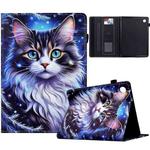 For Samsung Galaxy Tab A8 10.5 2021 Painted Pattern Leather Tablet Case(Tabby Cat)