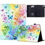For Samsung Galaxy Tab A9 Painted Pattern Leather Tablet Case(Colorful Flowers)