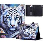 For Samsung Galaxy Tab A9 Painted Pattern Leather Tablet Case(White Tiger)
