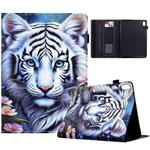 For iPad mini 2021 Painted Pattern Leather Tablet Case(White Tiger)