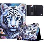 For Amazon Kindle Fire 7 2015 Painted Pattern Leather Tablet Case(White Tiger)