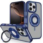 For iPhone 16 Pro Max Skin Feel Matte 360 Degree Rotating Silicone Ring Holder Phone Case(Royal Blue)