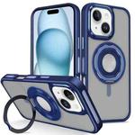 For iPhone 15 Plus Skin Feel Matte 360 Degree Rotating Silicone Ring Holder Phone Case(Royal Blue)