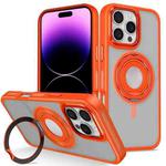 For iPhone 14 Pro Skin Feel Matte 360 Degree Rotating Silicone Ring Holder Phone Case(Orange)