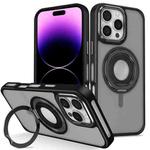 For iPhone 14 Pro Skin Feel Matte 360 Degree Rotating Silicone Ring Holder Phone Case(Black)