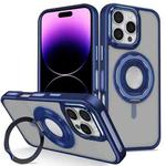 For iPhone 14 Pro Max Skin Feel Matte 360 Degree Rotating Silicone Ring Holder Phone Case(Royal Blue)